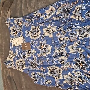 J.Jill long dress, never worn, beautiful blue floral pattern